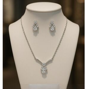 Angel shaped Swarovski crystal necklace and earring set